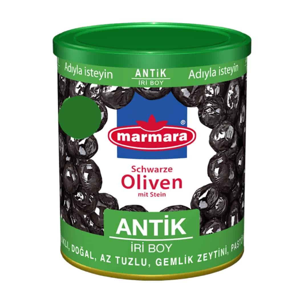 Marmara Antik Groß Boy Schwarze Oliven 450g Vorrat