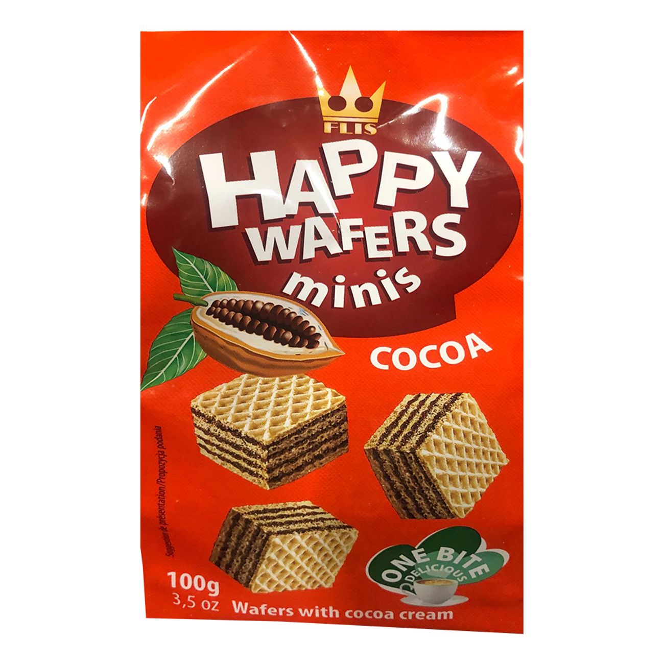 Happy Wafers Minis Cocoa Keks- und Süßwarenprodukt 100g Snack