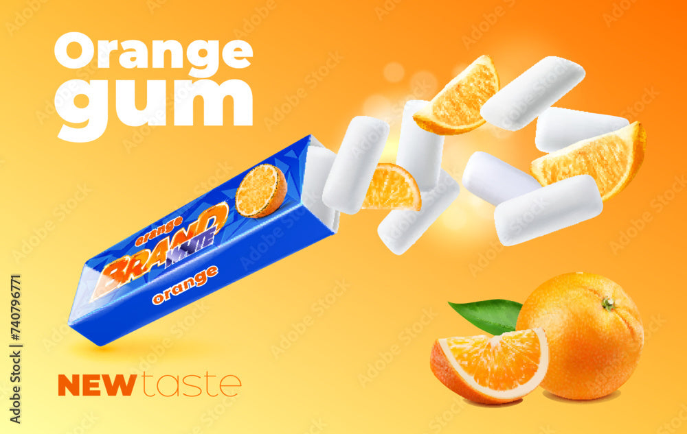Chewing Gum mit Orange süße Spezialität 1 Stk Süßware Snack