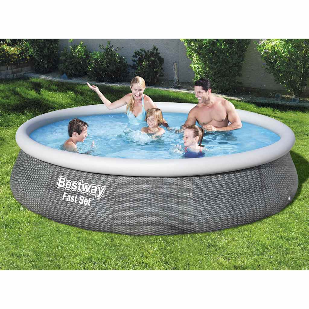 JUNG Vida Bestway Fast Set Aufblasbares Pool-Set mit Pumpe 396x84 cm