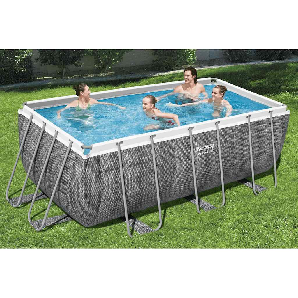 JUNG Vida Bestway Power Steel Rechteckig Swimmingpool-Set 412x201x122 cm