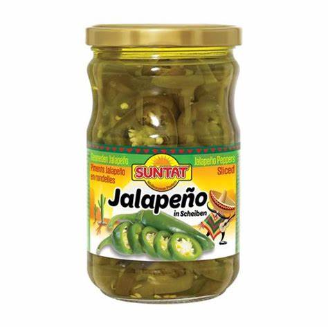 Suntat Jalapeno Geschnitten eingelegte Spezialität 326g Vorrat