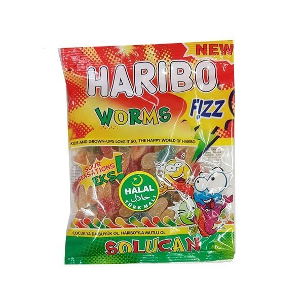 Haribo Worms Solucan Fruchtgummi-Süßware 80g
