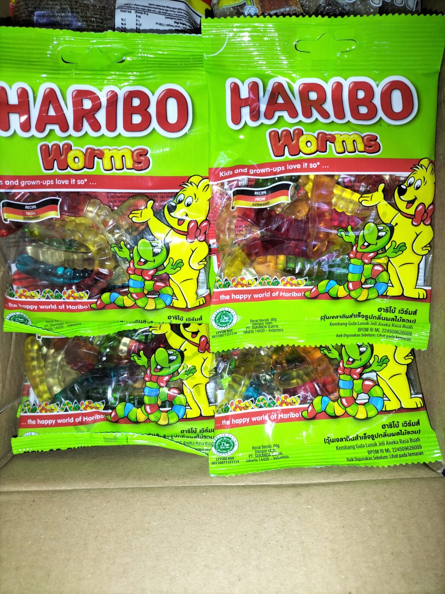 Haribo Worms Halal Fruchtgummi-Süßware 80g