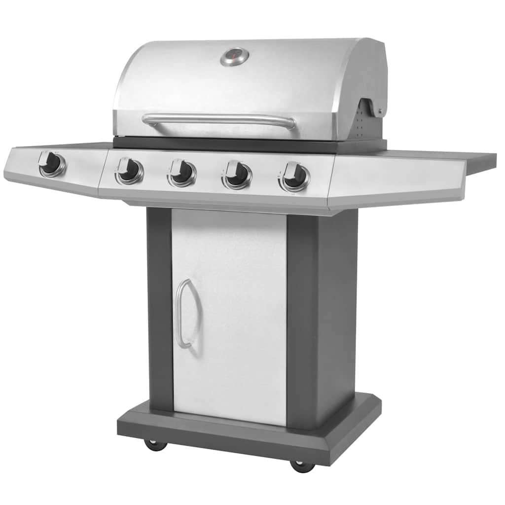 JUNG Vida Gasgrill 4+1 Flammen Schwarz und Silbern