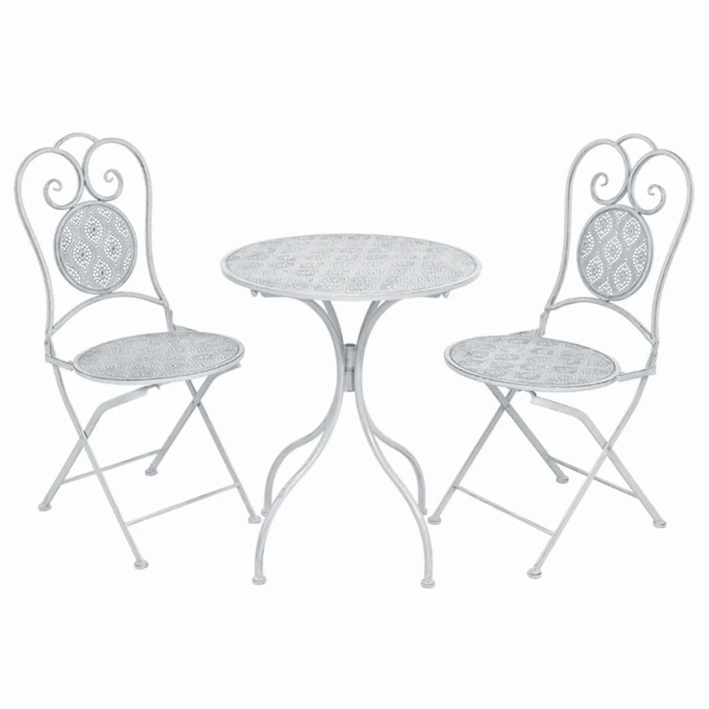 JUNG Vida 3-tlg. Bistro-Set Stahl Grau-Weiß