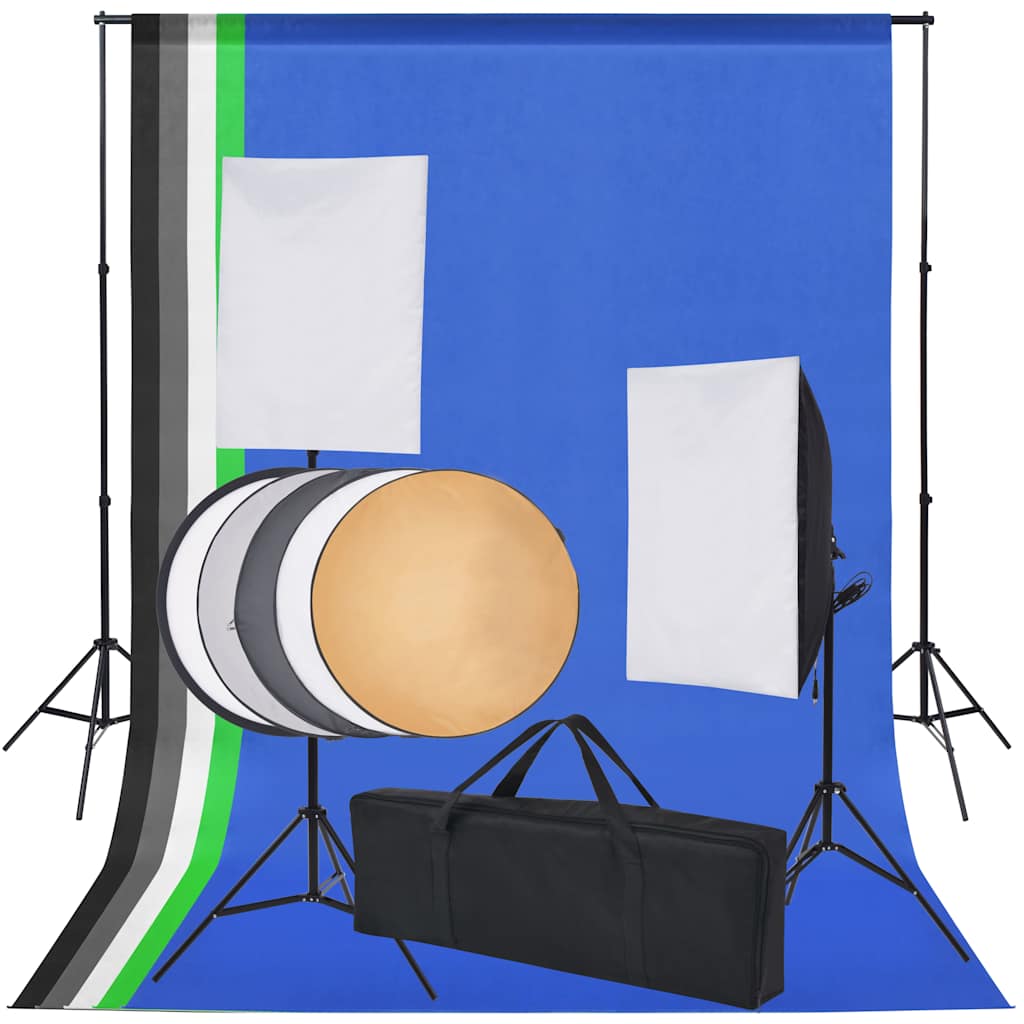 JUNG Vida Fotostudio-Set 5 farbige Hintergründe & 2 Softboxen