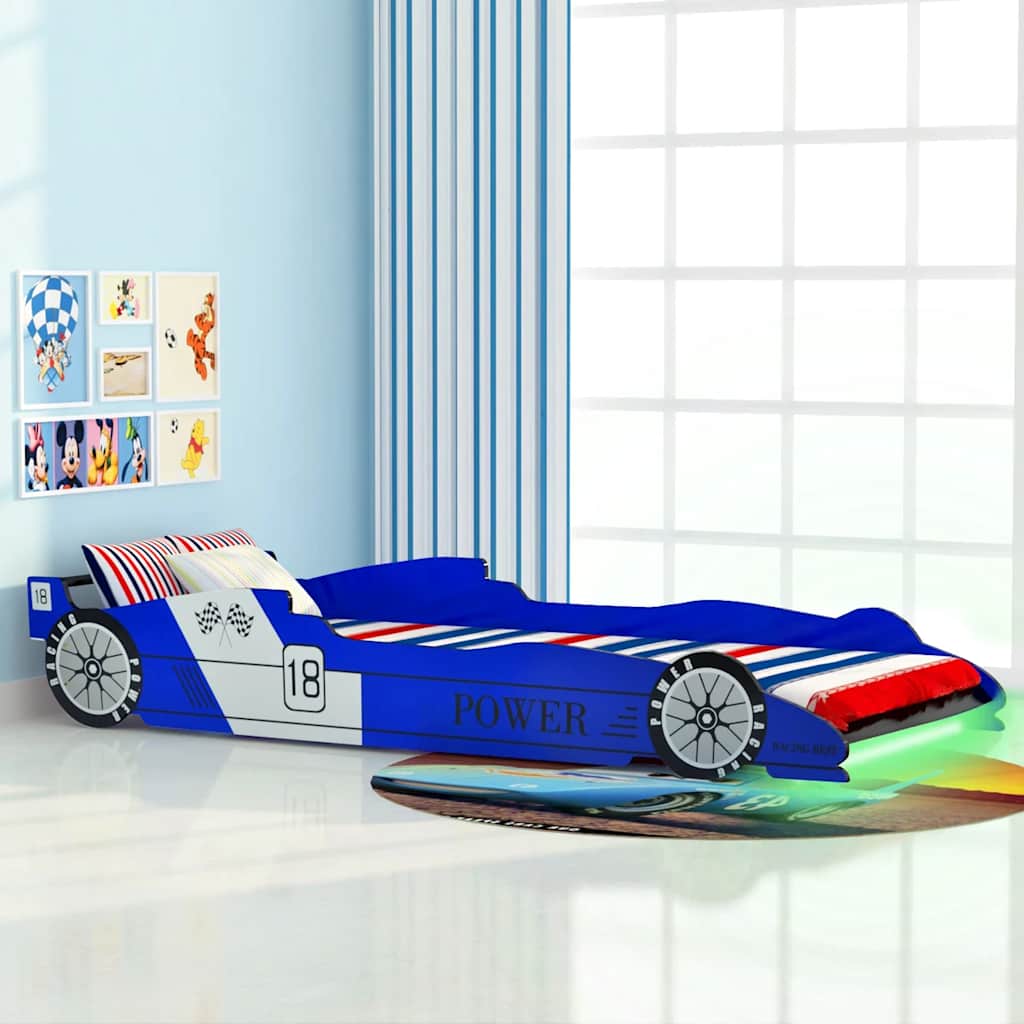 JUNG Vida Kinderbett mit LED im Rennwagen-Design 90 x 200 cm Blau