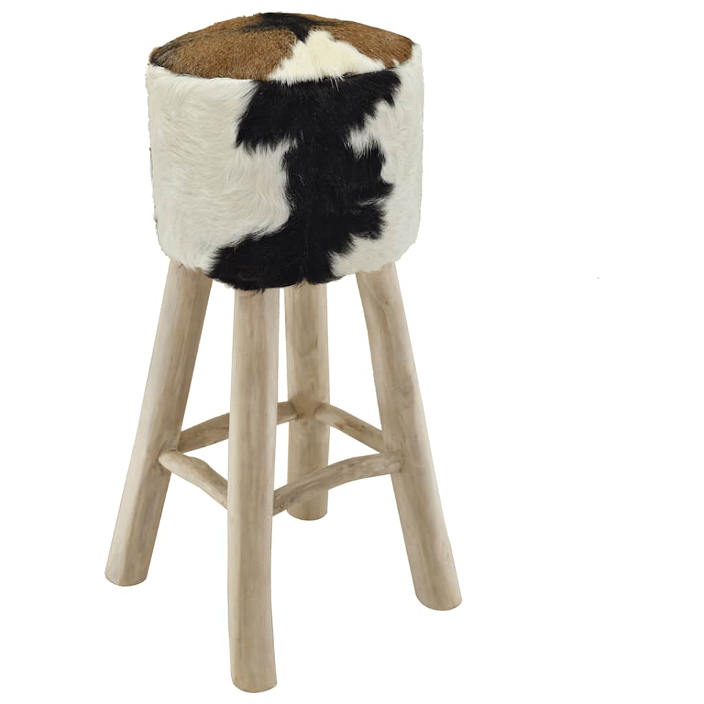 JUNG Vida Barhocker Ziegenleder und Teak Massivholz