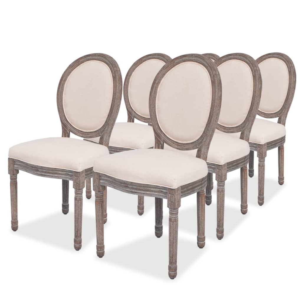 JUNG Vida Esszimmerstühle 6 Stk. Creme Stoff