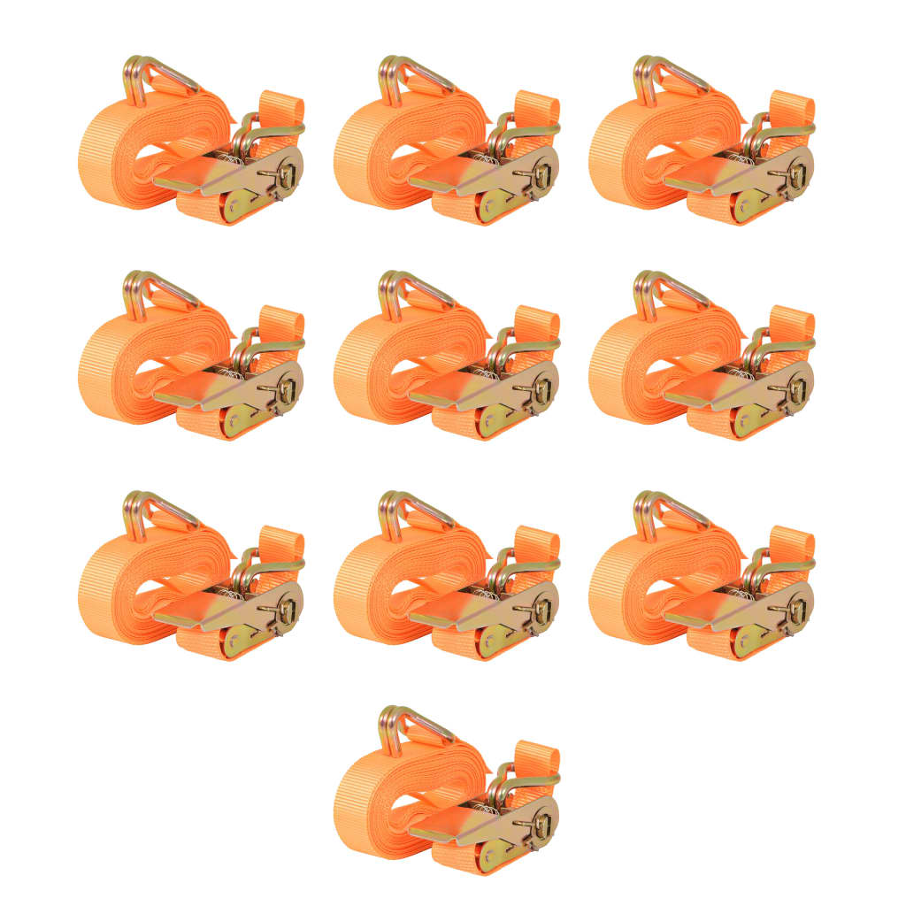 JUNG Vida Ratschen-Spanngurte 10 Stk. 0,4 Tonnen 6m×25 mm Orange