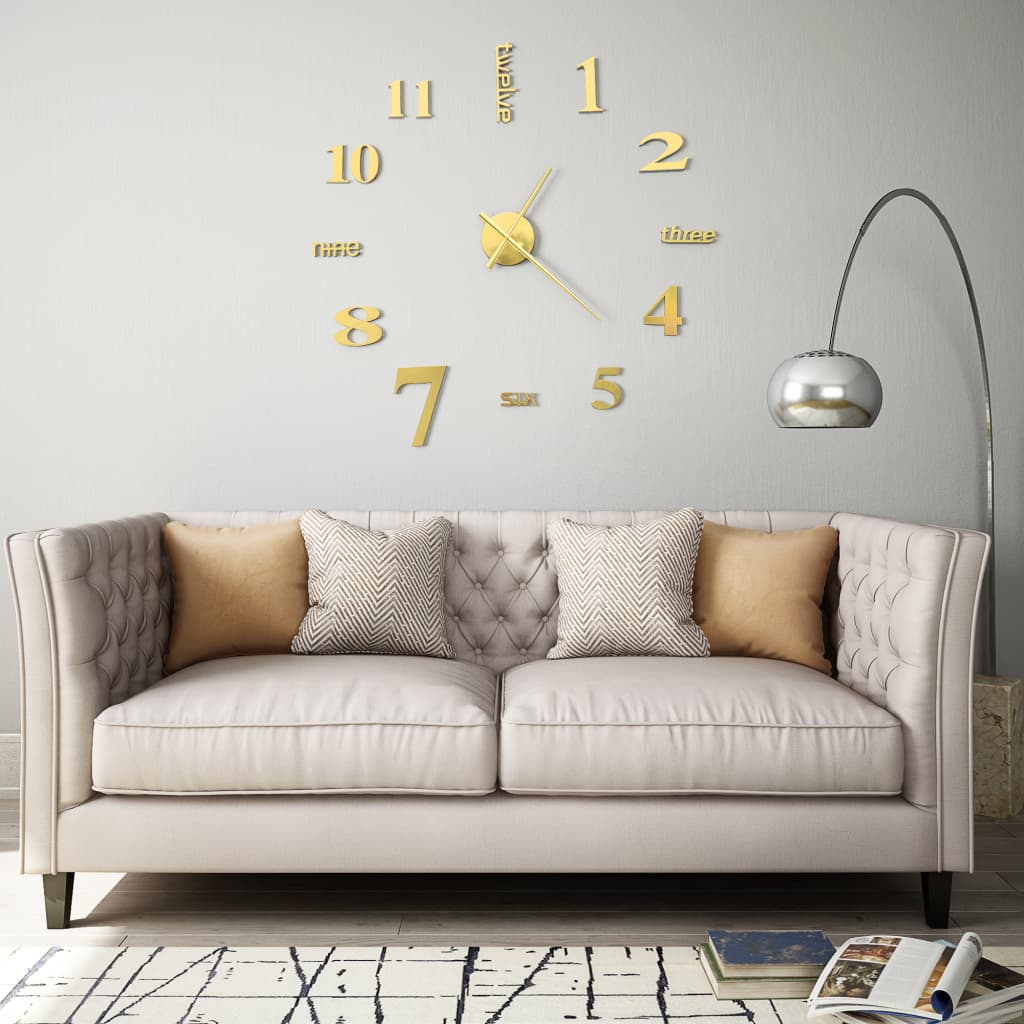 JUNG Vida 3D-Wanduhr Modernes Design 100 cm XXL Golden