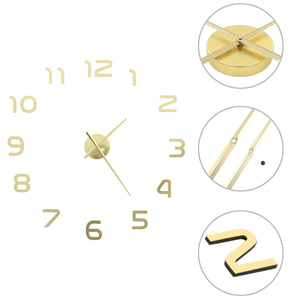 JUNG Vida 3D-Wanduhr Modernes Design 100 cm XXL Golden