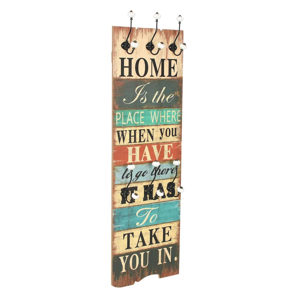 JUNG Vida Wandgarderobe mit 6 Haken 120 x 40 cm "HOME IS"