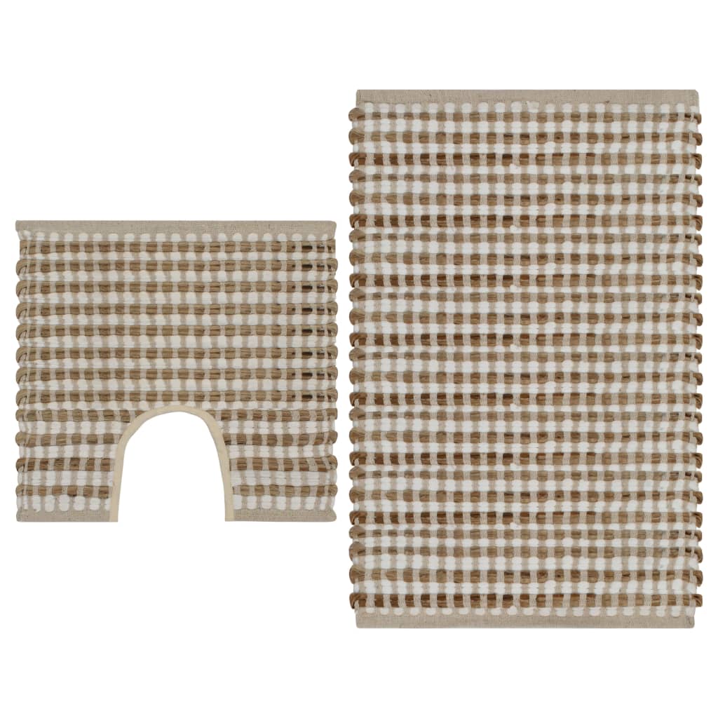JUNG Vida Handgewebtes Badematten-Set Jute Stoff Natur und Weiß