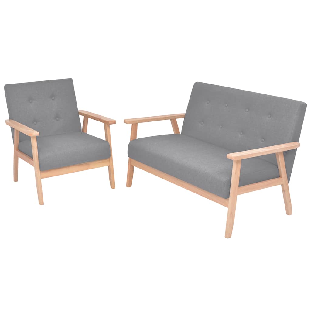 JUNG Vida Sofa-Set 2-tlg. Stoff Hellgrau