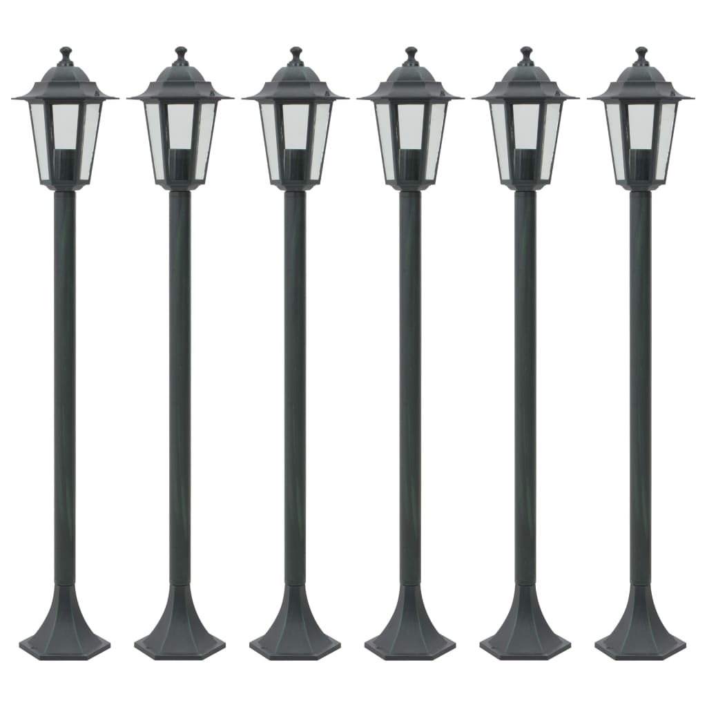 JUNG Vida Garten-Pollerleuchte 6 Stk. E27 110 cm Aluminium Dunkelgrün
