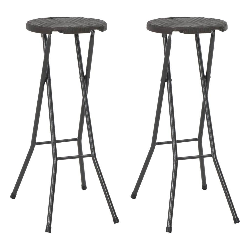 JUNG Vida Klappbare Barhocker 2 Stk. HDPE und Stahl Braun Rattanoptik