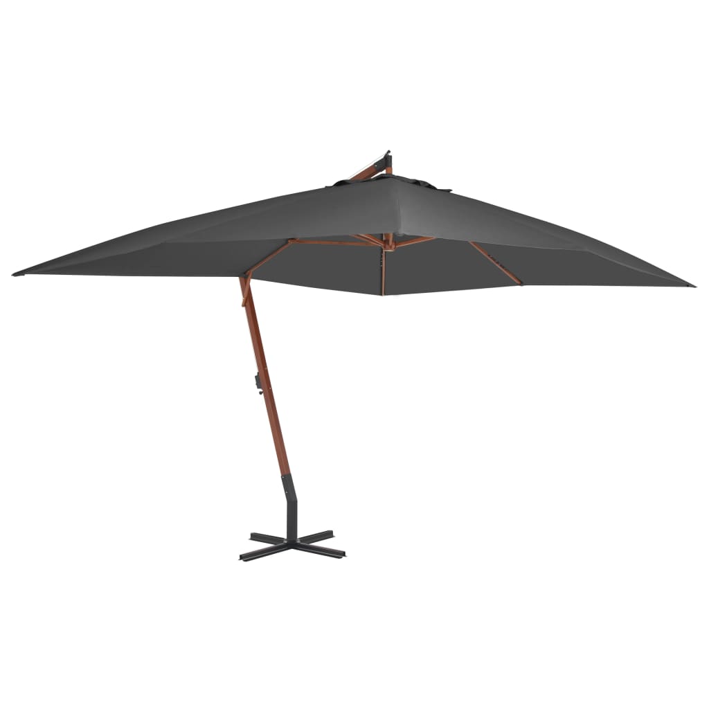 JUNG Vida Ampelschirm mit Holz-Mast 400x300 cm Anthrazit