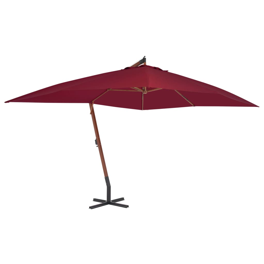 JUNG Vida Ampelschirm mit Holz-Mast 400x300 cm Bordeauxrot