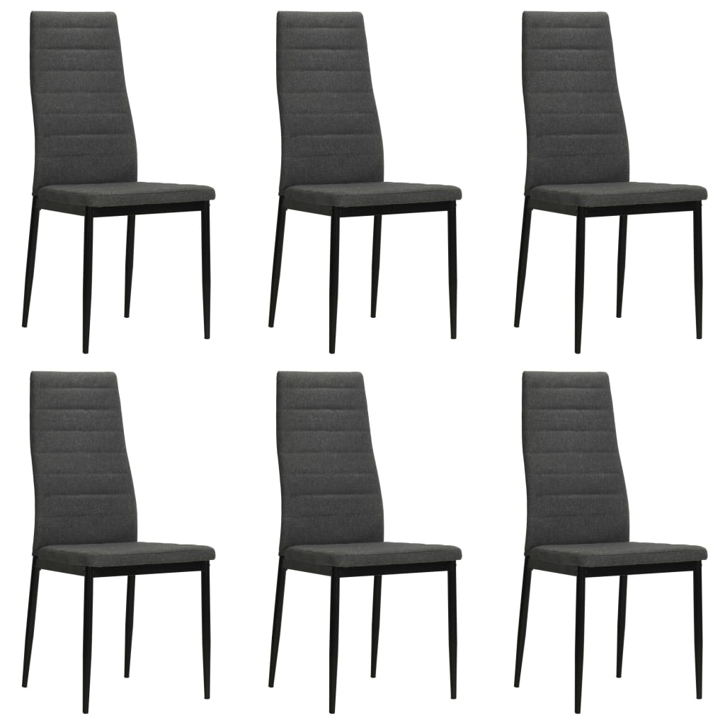 JUNG Vida Esszimmerstühle 6 Stk. Dunkelgrau Stoff