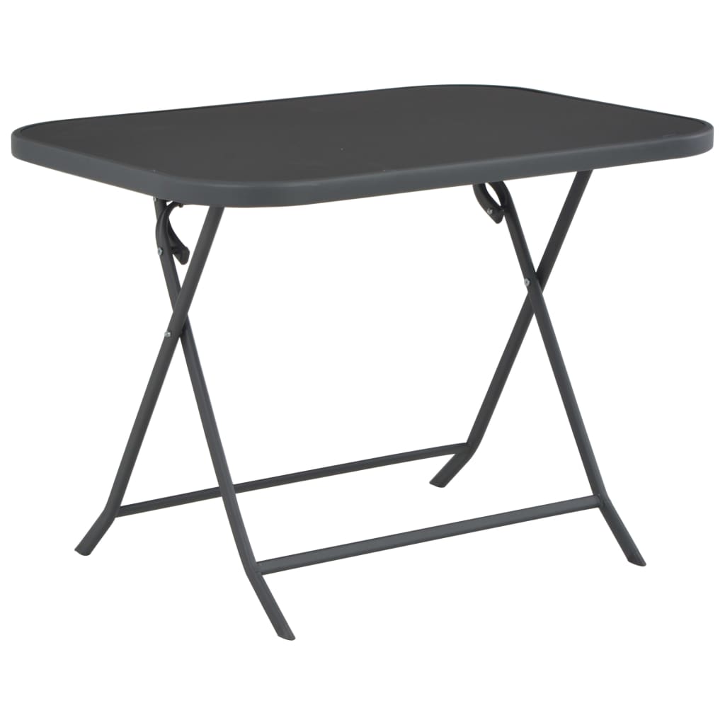 JUNG Vida Gartentisch Klappbar Grau 100x75x72 cm Glas und Stahl