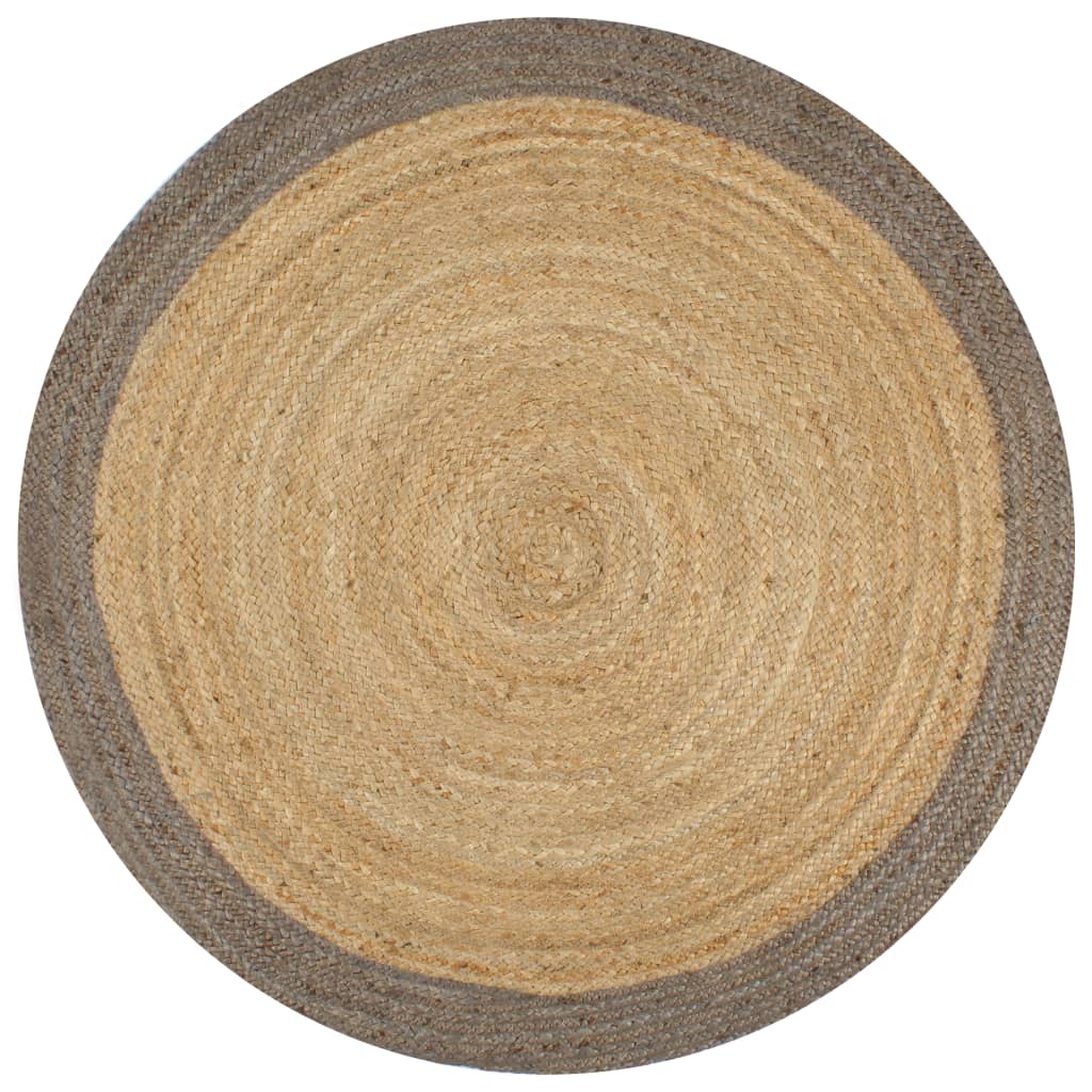 JUNG Vida Teppich Handgefertigt Jute mit Grauem Rand 120 cm