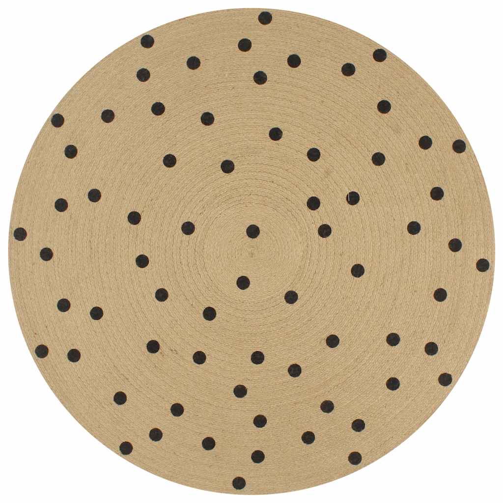 JUNG Vida Teppich Handgefertigt Jute mit Punktmuster 90 cm