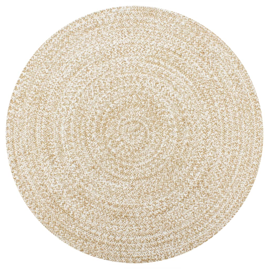 JUNG Vida Teppich Handgefertigt Jute Weiß und Natur 90 cm