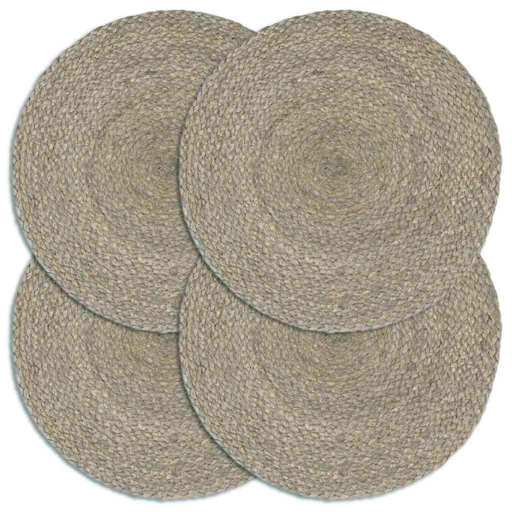JUNG Vida Tischsets 4 Stk. Grau 38 cm Rund Jute