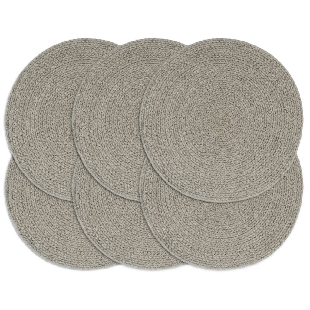 JUNG Vida Tischsets 6 Stk. Grau 38 cm Rund Baumwolle