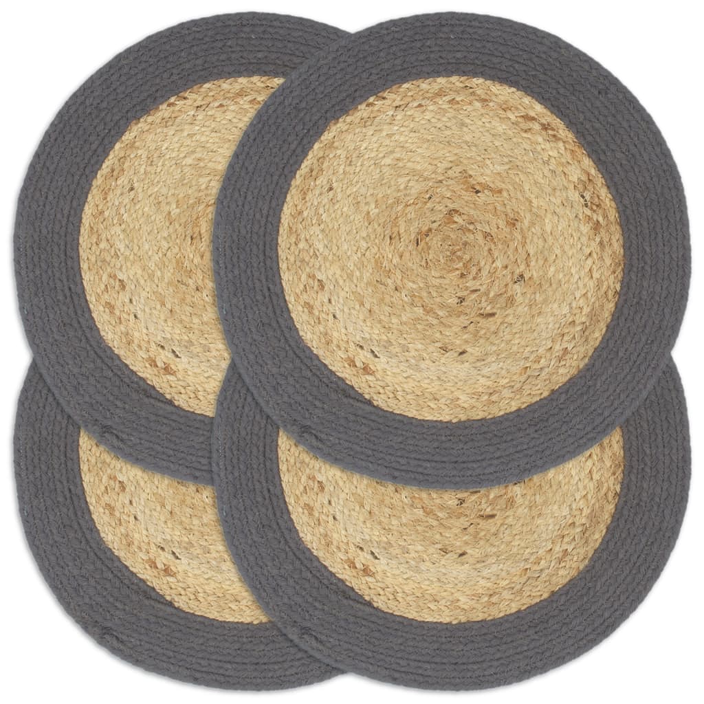 JUNG Vida Tischsets 4 Stk. Natur und Anthrazit 38 cm Jute und Baumwolle