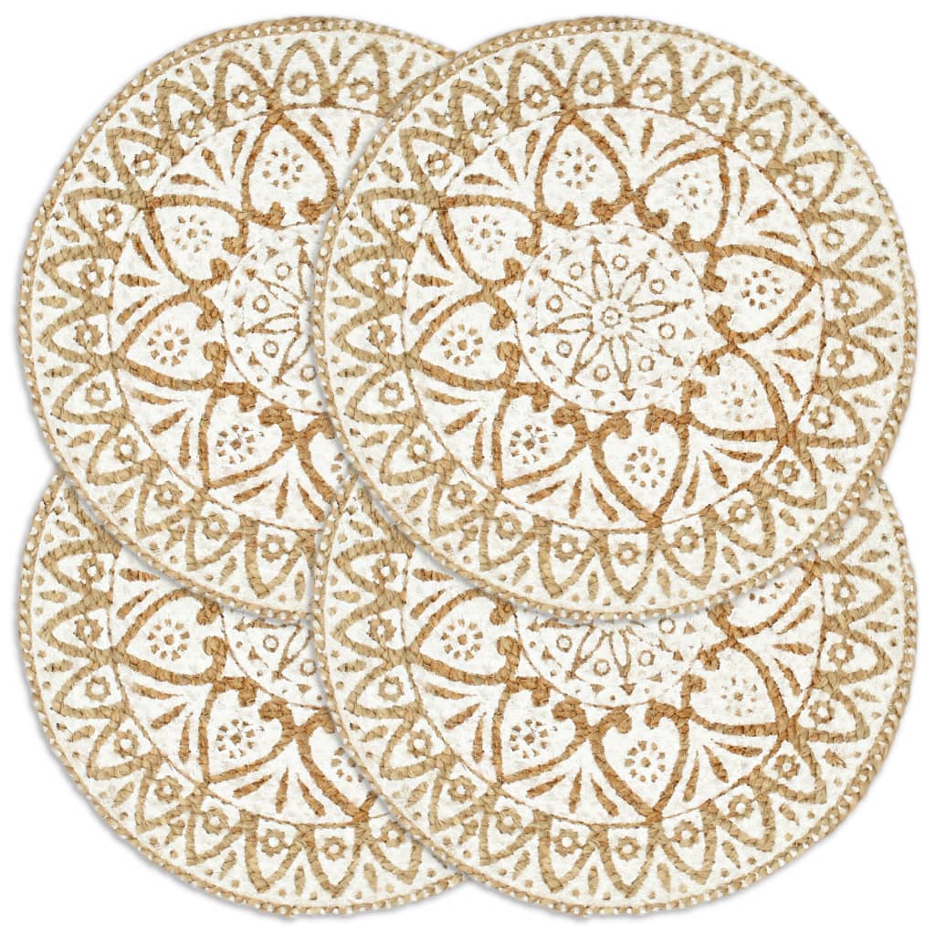 JUNG Vida Tischsets 4 Stk. Weiß 38 cm Rund Jute