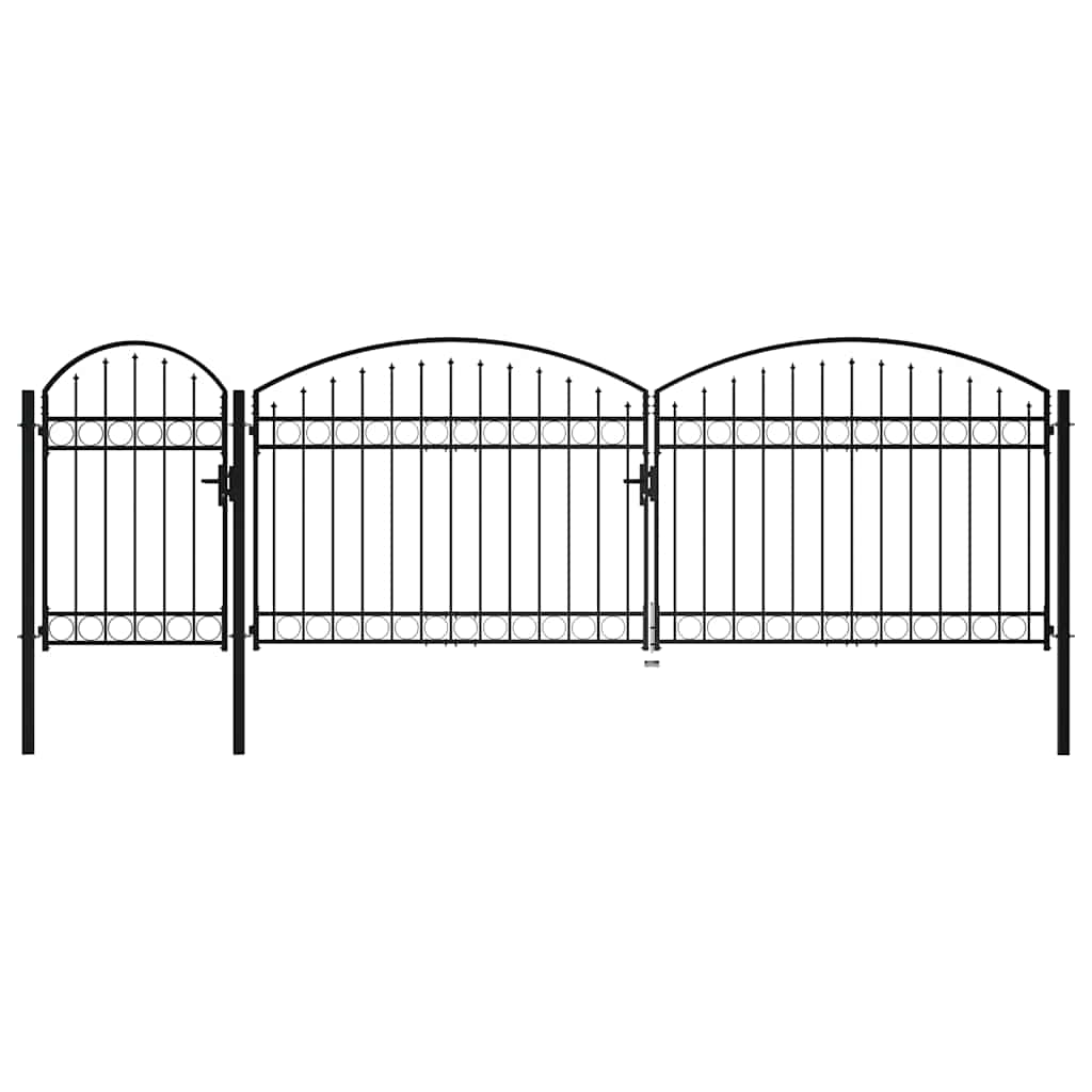 JUNG Vida Gartentor mit Gewölbter Spitze Stahl 1,75 x 5 m Schwarz