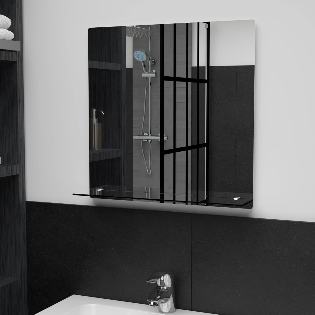 JUNG Vida Wandspiegel mit Regal 50×50 cm Hartglas