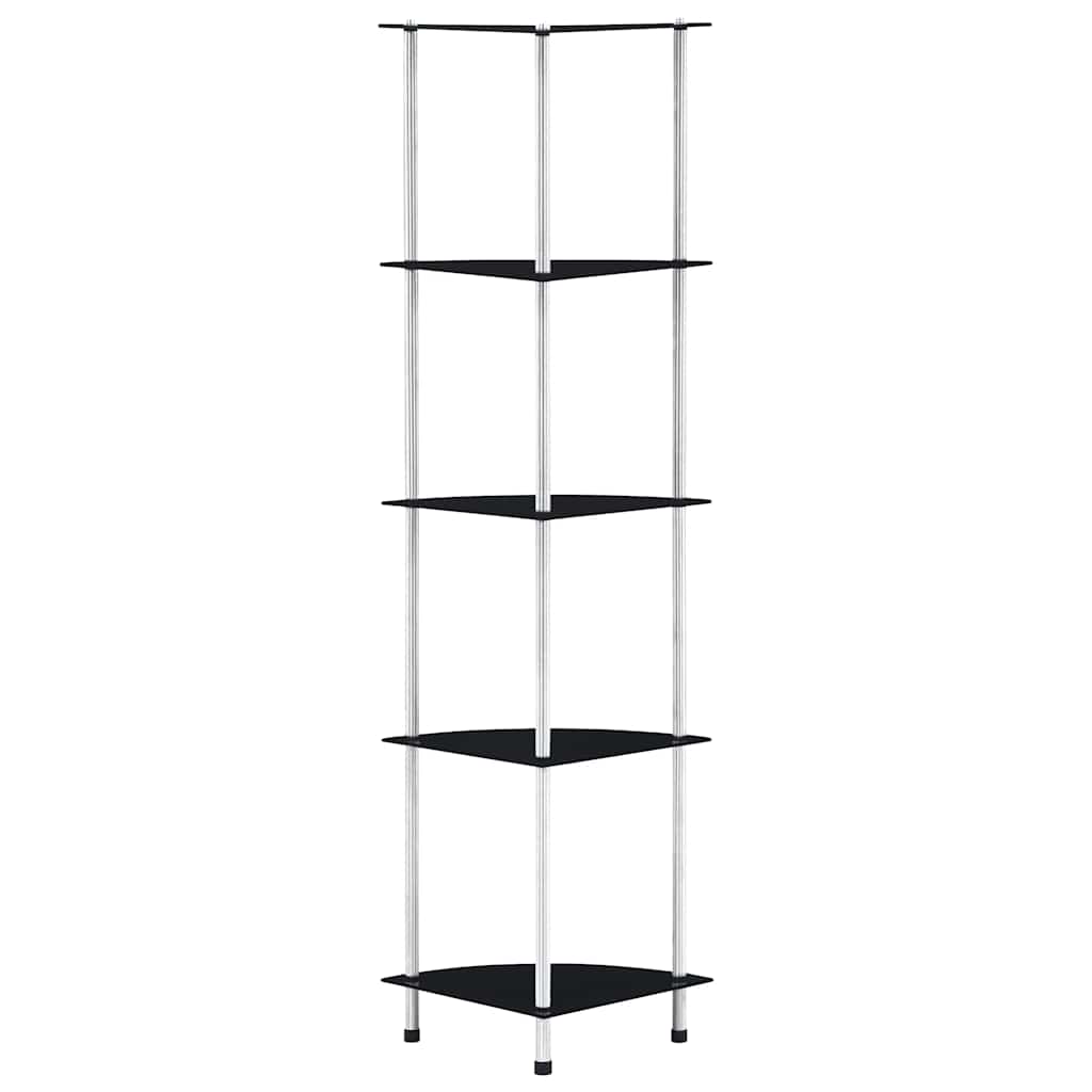 JUNG Vida Regal mit 5 Ablagen Schwarz 30x30x130 cm Hartglas
