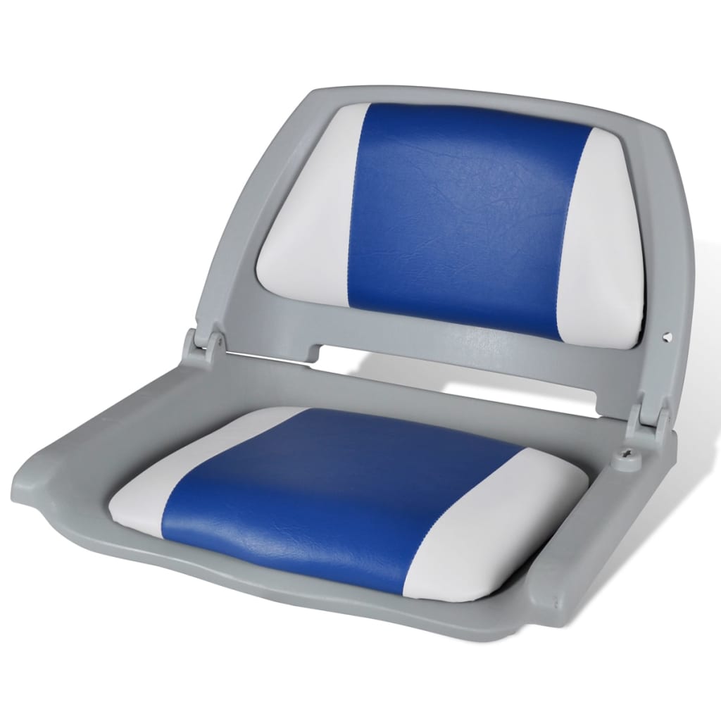JUNG Vida Bootssitz Klappbar mit Polster in Blau-Weiß 48x51x41 cm