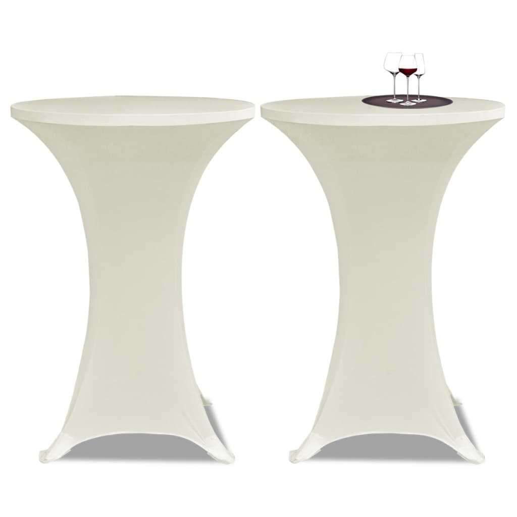 JUNG Vida 2 x Tischhusse für Stehtisch Stretchhusse Ø60 cm cremefarben