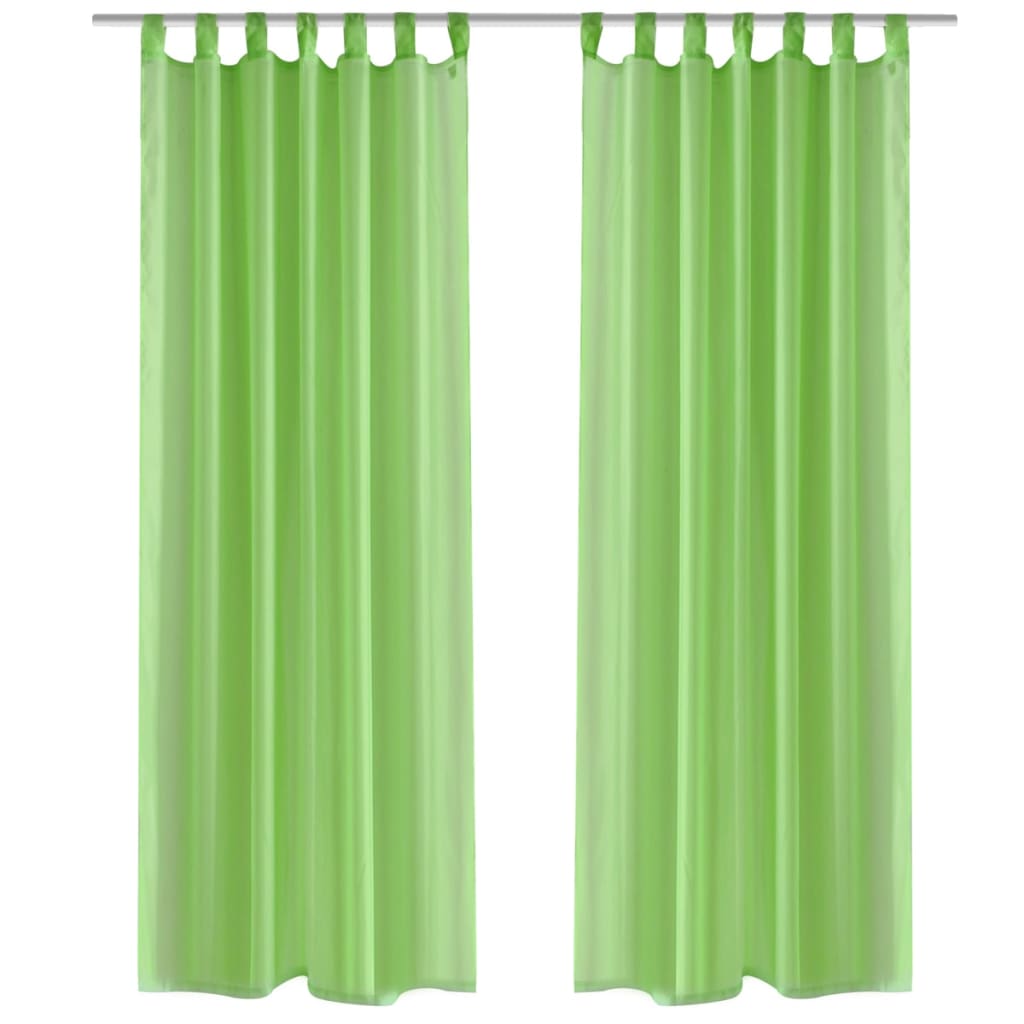 JUNG Vida 2 x Transparente Gardine Fertiggardine 140 x 175cm apfelgrün