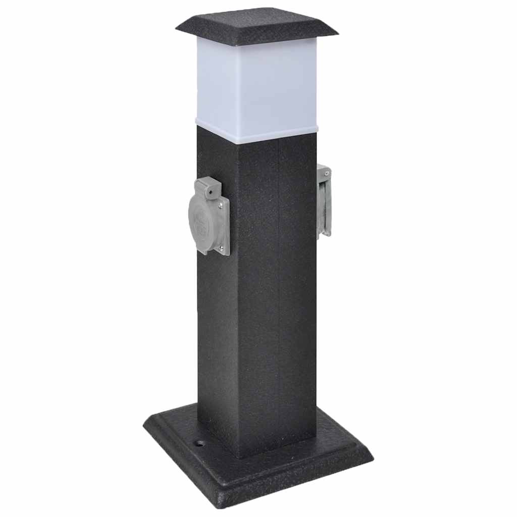 JUNG Vida Gartensteckdose Steckdosenturm Schwarz mit Lampe