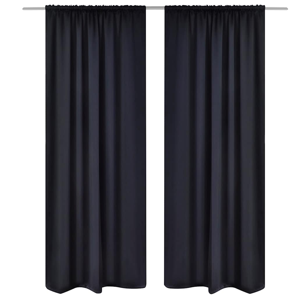 JUNG Vida Verdunkelungs-Vorhänge mit Schlaufen 135 x 245 cm Schwarz blackout