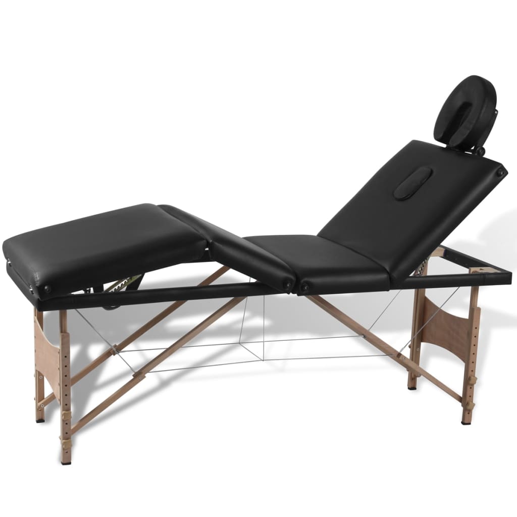 JUNG Vida Massageliege Klappbar 4-Zonen mit Holzgestell Schwarz