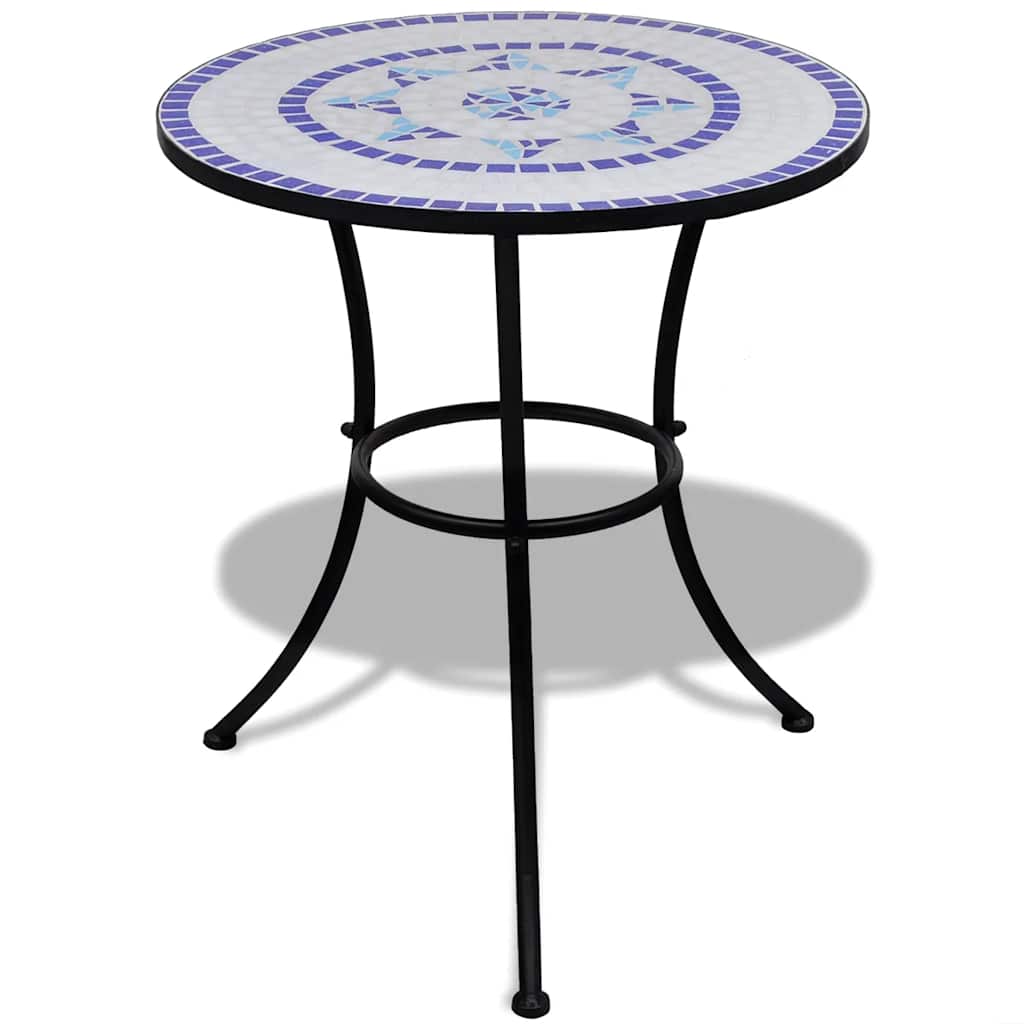 JUNG Vida Bistrotisch Blau und Weiß 60 cm Mosaik