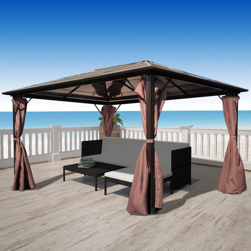 JUNG Vida Pavillon mit Vorhängen Braun Aluminium 400 x 300 cm