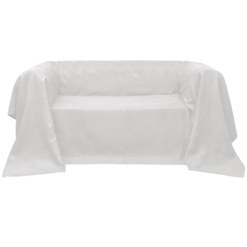 JUNG Vida Micro-Suede Sofaüberwurf Tagesdecke Creme 140 x 210 cm