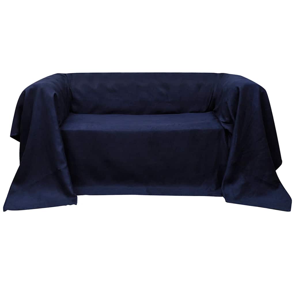 JUNG Vida Micro-Suede Sofaüberwurf Tagesdecke Marineblau 210 x 280 cm