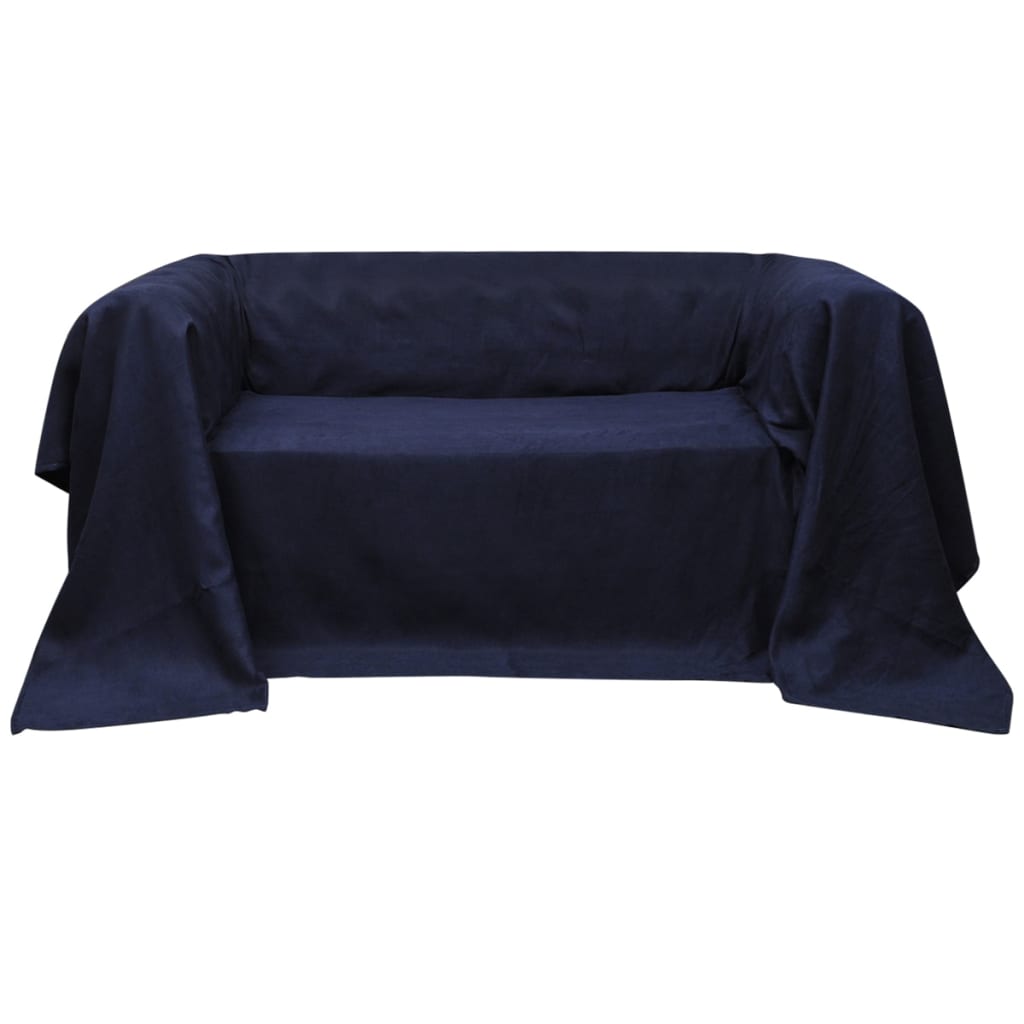 JUNG Vida Micro-Suede Sofaüberwurf Tagesdecke Marineblau 270 x 350 cm
