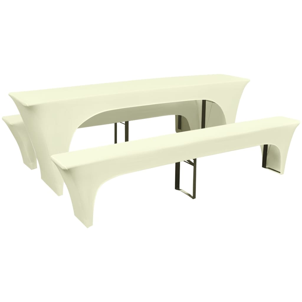 JUNG Vida Dreiteiliges Schonbezug-Set für Biertisch/Bänke Stretch Creme