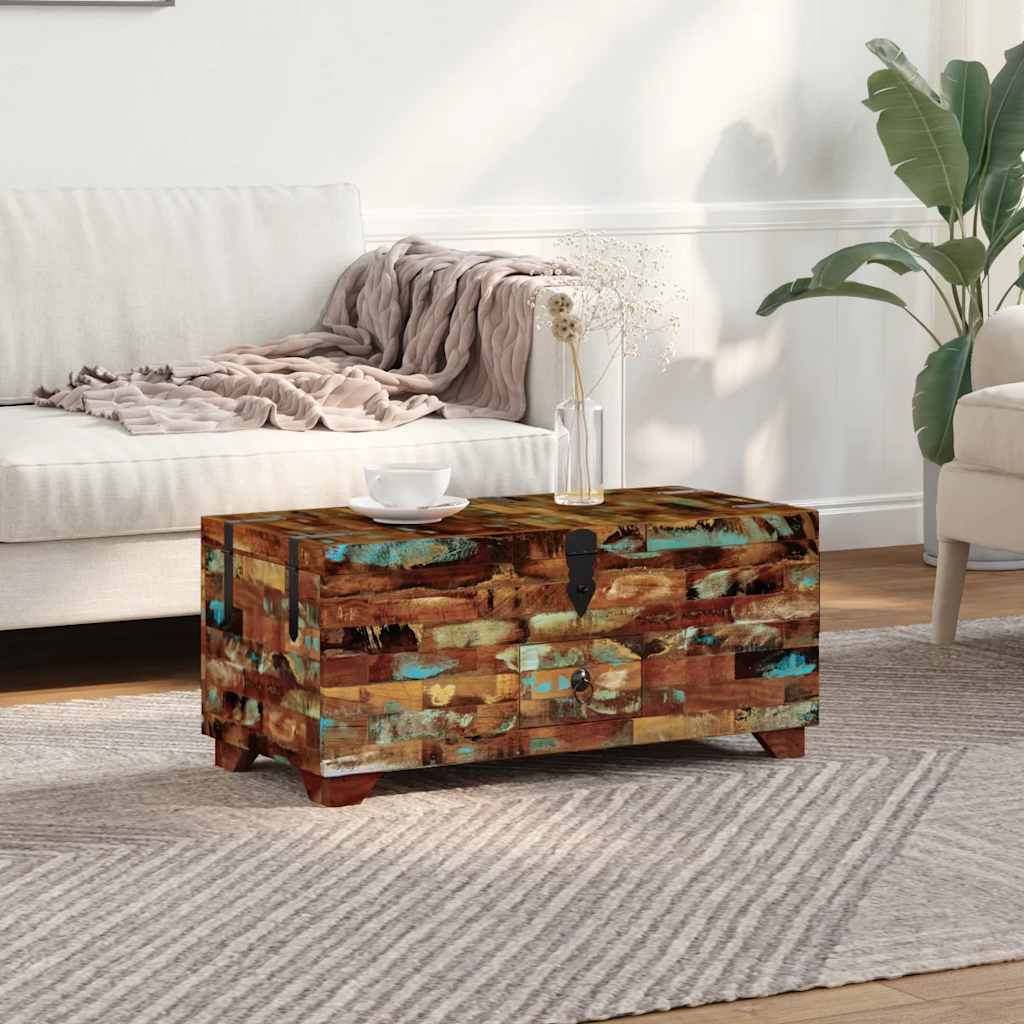 JUNG Vida Couchtisch Truhe Altholz Massiv 80x40x35 cm