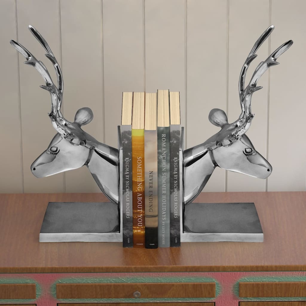 JUNG Vida Buchstützen Hirsch 2 Stk. Aluminium Silbern